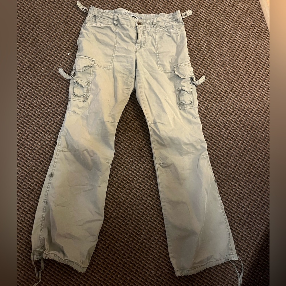 Y2K Express olive green awesome cargo pants with super cool pocket details